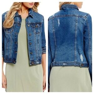 Copper Key Destructed Denim Jacket woman’s size M